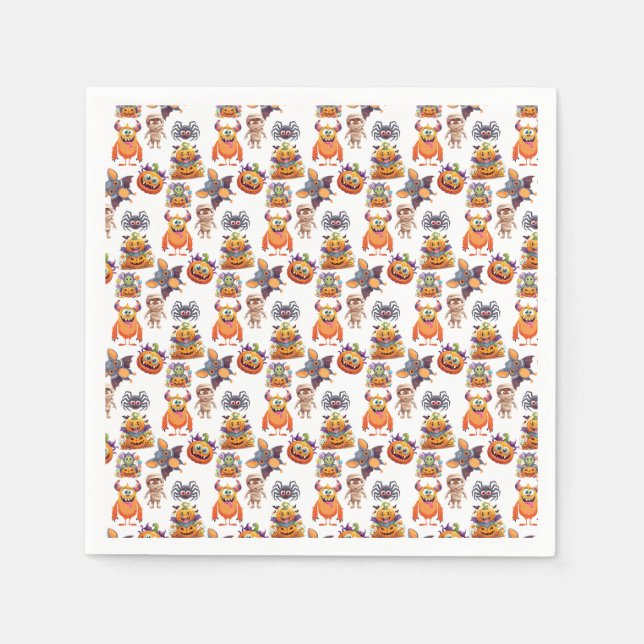 Serviette En Papier Modèle D'Halloween Des Créatures (Devant)