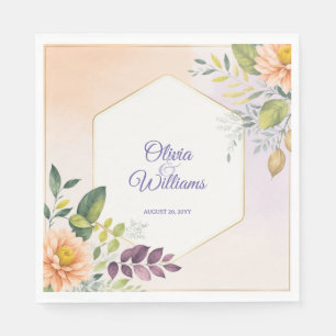 Serviette En Papier Modèle d'invitation de mariage floral élégant