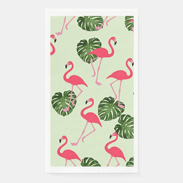 Serviette En Papier Modèle flamant rose coloré (Devant)