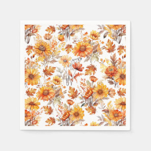 Serviette En Papier Modèle floral d'automne B01