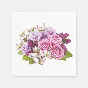 Serviette En Papier Modèle floral de bouquet de roses roses aquarelle