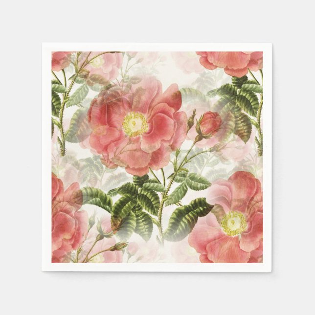 Serviette En Papier Modèle floral de Camellia rose (Devant)