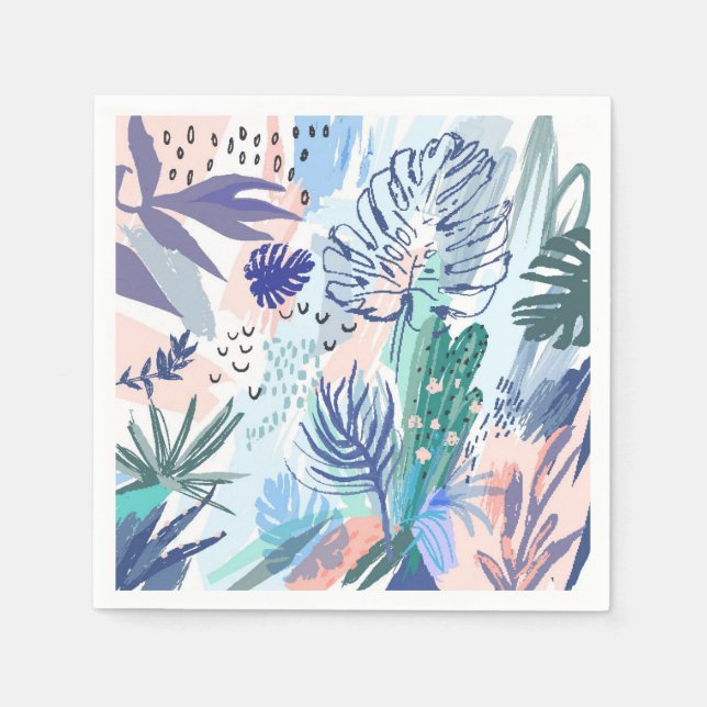 Serviette En Papier Modèle floral de style tropical (Devant)