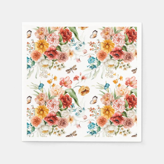 Serviette En Papier Modèle floral du jardin (Devant)