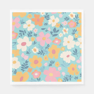 Serviette En Papier Modèle Floral été