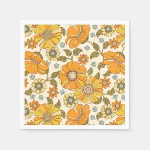Serviette En Papier Modèle Floral Orange vintage