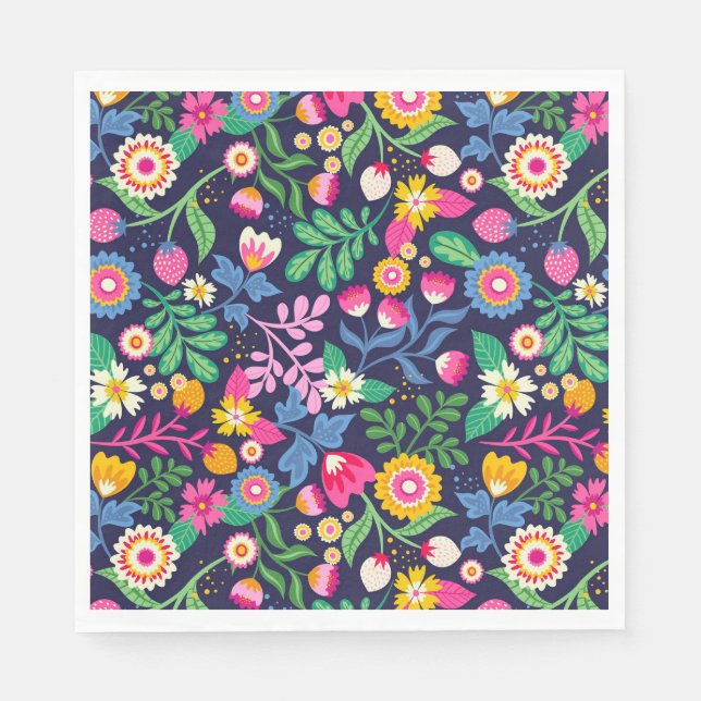 Serviette En Papier Modèle floral peint à la main exotique-48330 (Devant)