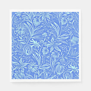 Serviette En Papier Modèle floral préféré en bleu
