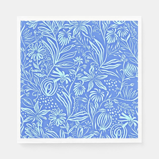 Serviette En Papier Modèle floral préféré en bleu (Devant)