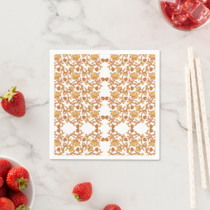 Serviette En Papier Modèle floral symétrique avec motif orange