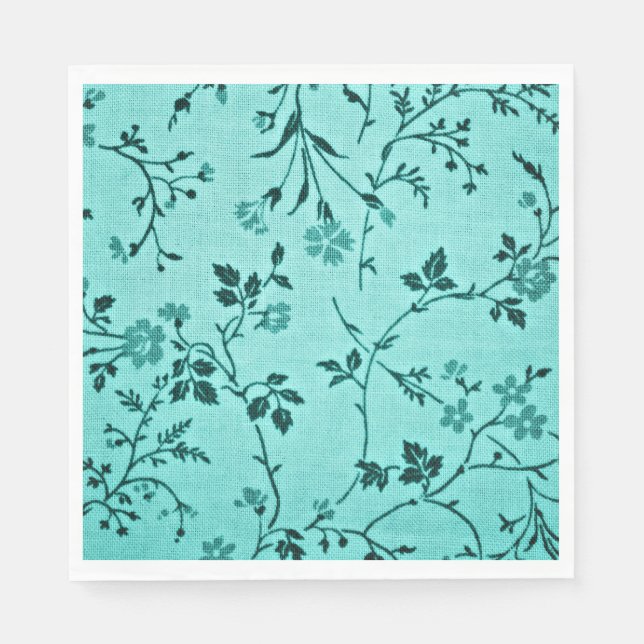 Serviette En Papier Modèle floral turquoise (Devant)