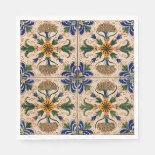 Serviette En Papier Modèle Floral Vintage méditerranéen coloré