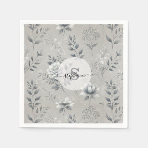 Serviette En Papier Modèle floral vintage sur Arrière - plan gris rust