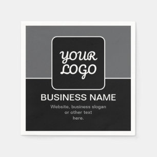 Serviette En Papier Modèle moderne pour votre logo   Noir Gris & Blanc