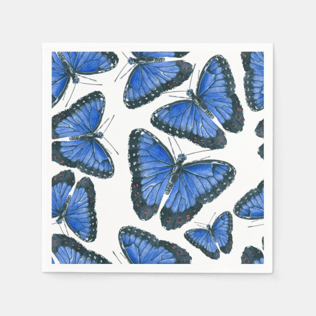 Serviette En Papier Modèle motif de papillon bleu morpho (Devant)