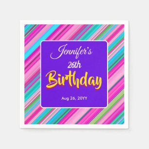 Serviette En Papier Modèle personnalisé d'anniversaire à motif rayures