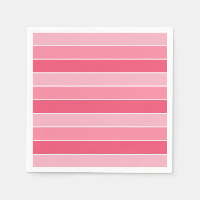 Serviette En Papier Modèle vierge rayé rose blanc personnalisé (Devant)