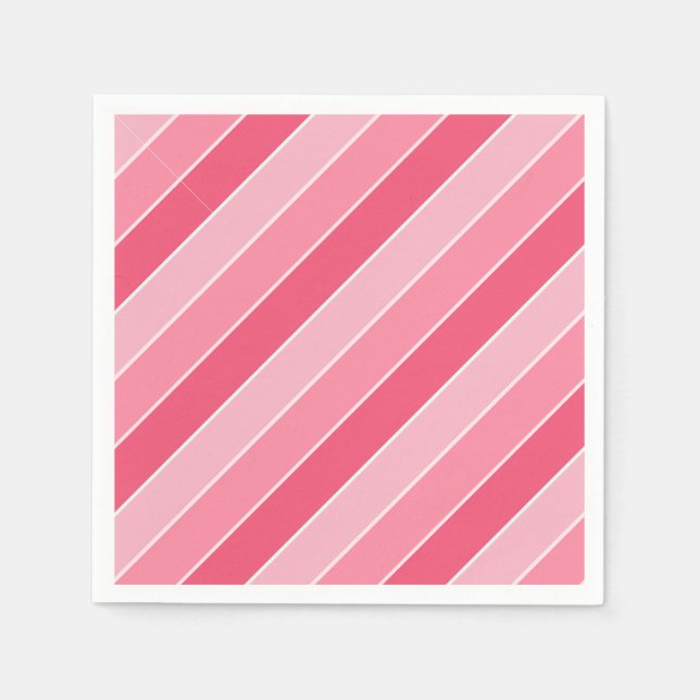Serviette En Papier Modèle vierge rayé rose rouge blanc moderne (Devant)