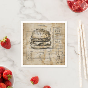 Serviette En Papier Modèle Vintage Burger
