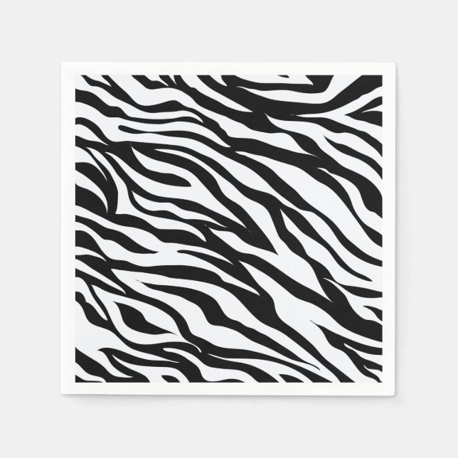 Serviette En Papier Modèle Zèbre de la jungle noire et blanche Impress (Devant)