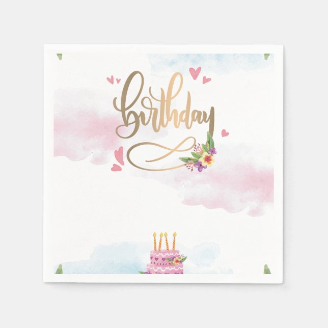Serviette En Papier Modern Birthday (Devant)