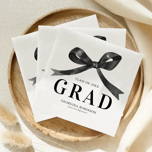 Serviette En Papier Modern Black Bow Graduation Party (Créateur téléchargé)