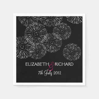Serviette En Papier Modern Black White Boho Chic Daisy Wedding 