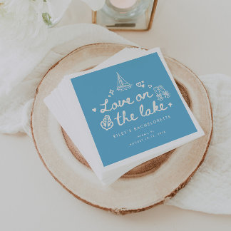 Serviette En Papier Modern Blue Script Lake Bachelorette Weekend
