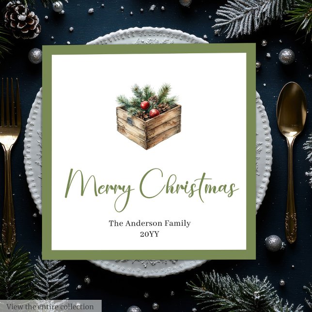 Serviette En Papier Modern Boho Christmas Tree Botanical Party Napkins (Modern Boho Christmas Tree Botanical Party Napkins)