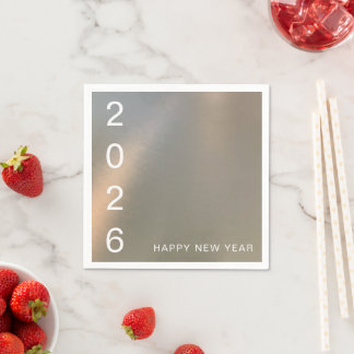 Serviette En Papier Modern Brushed Metal Custom Happy New Year Party