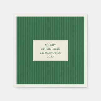 Serviette En Papier Modern Christmas Minimal Holiday Green Stripes