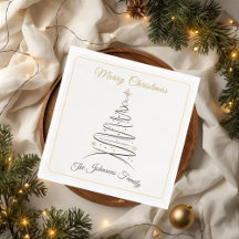 Modern Elegant Minimal Christmas Tree Napkin