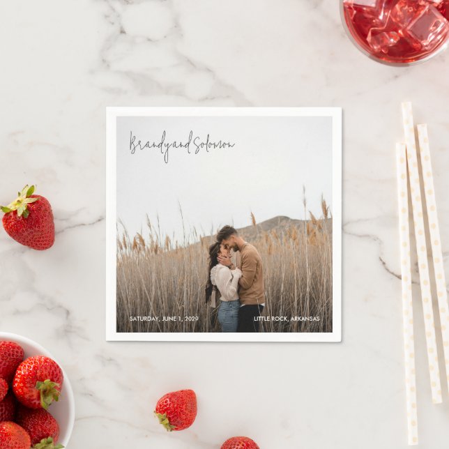 Serviette En Papier Modern Elegant Photo Wedding (En situation)