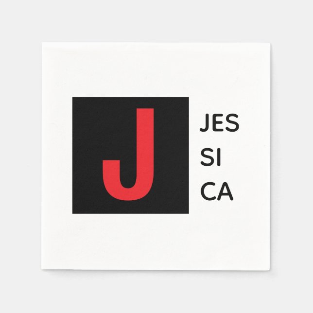 Serviette En Papier Modern Elegant Plain Professional Name Monogram (Devant)