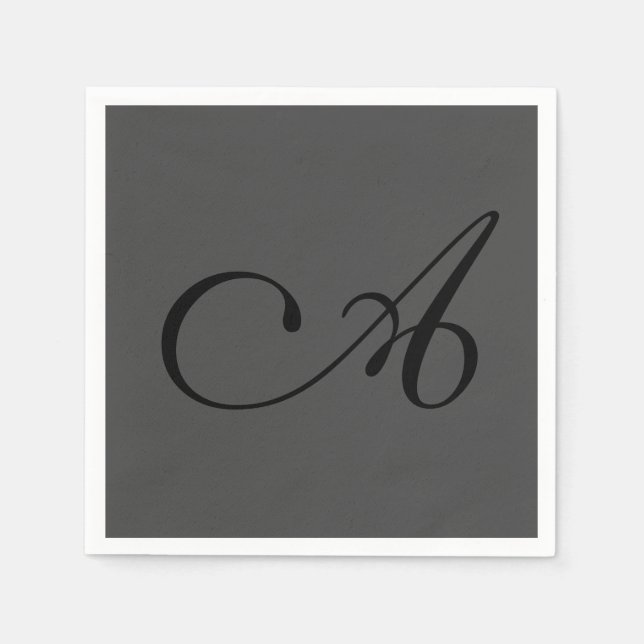 Serviette En Papier Modern Grey Simple Monogramme Ajouter Votre Nom In (Devant)