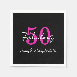 Serviette En Papier Modern Minimal 50 Fabulous 50th Birthday Party