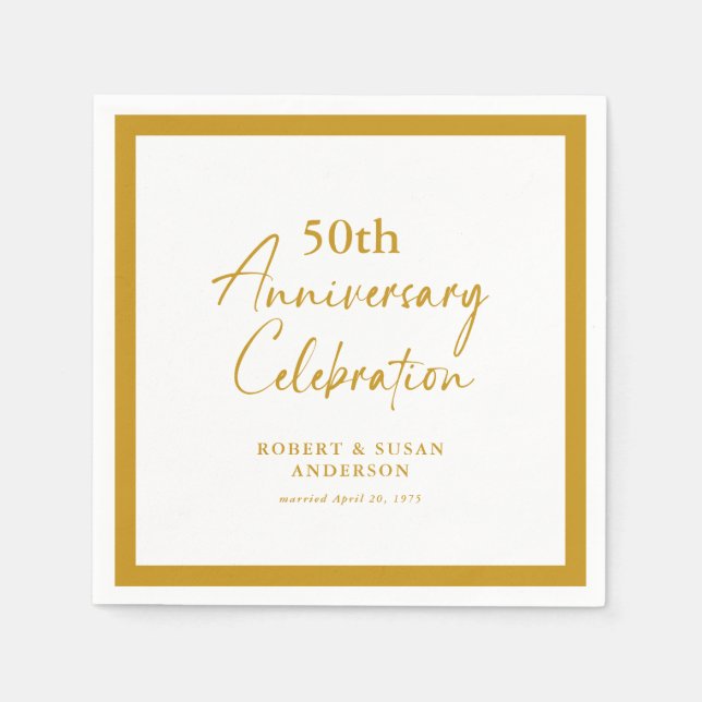 Serviette En Papier Modern Minimal 50th Wedding Anniversary (Devant)