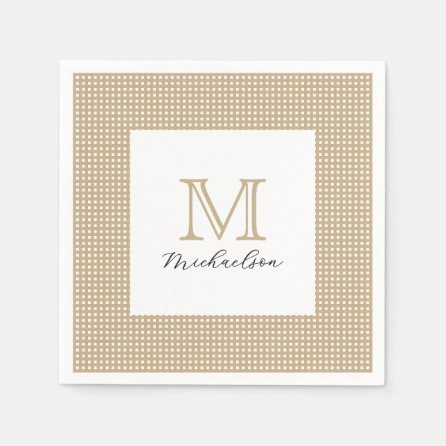 Serviette En Papier Modern Minimal Gold Elegant Monogram (Devant)