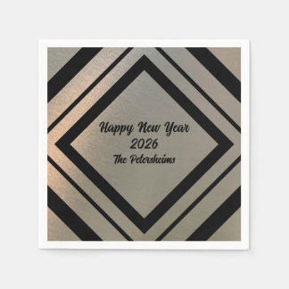 Serviette En Papier Modern Personalized Brushed Metal Happy New Years