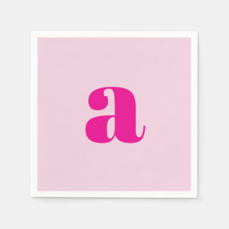 Serviette En Papier Modern Pink Monogram Napkins