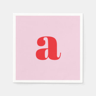 Serviette En Papier Modern Pink Monogram Napkins