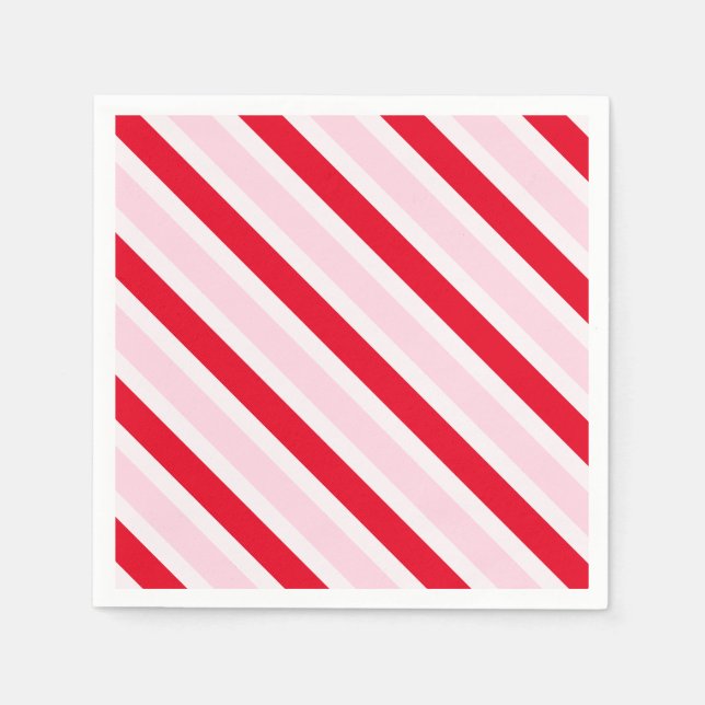 Serviette En Papier Modern Pink Red Stripes Christmas (Devant)