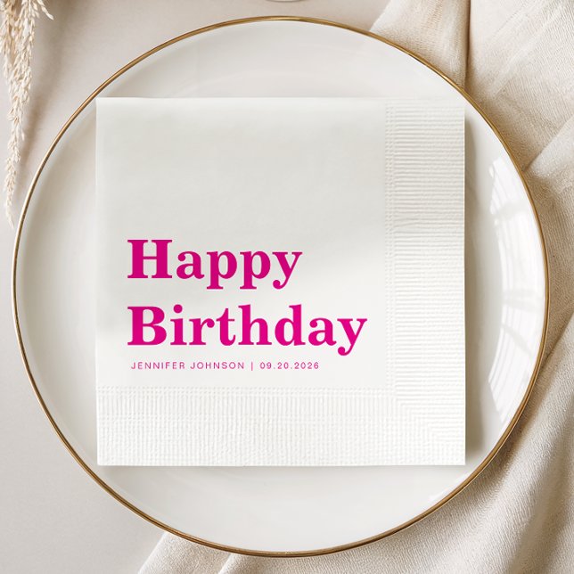 Serviette En Papier Modern Pink Typography Birthday (Modern Pink Typography Birthday Napkins
)