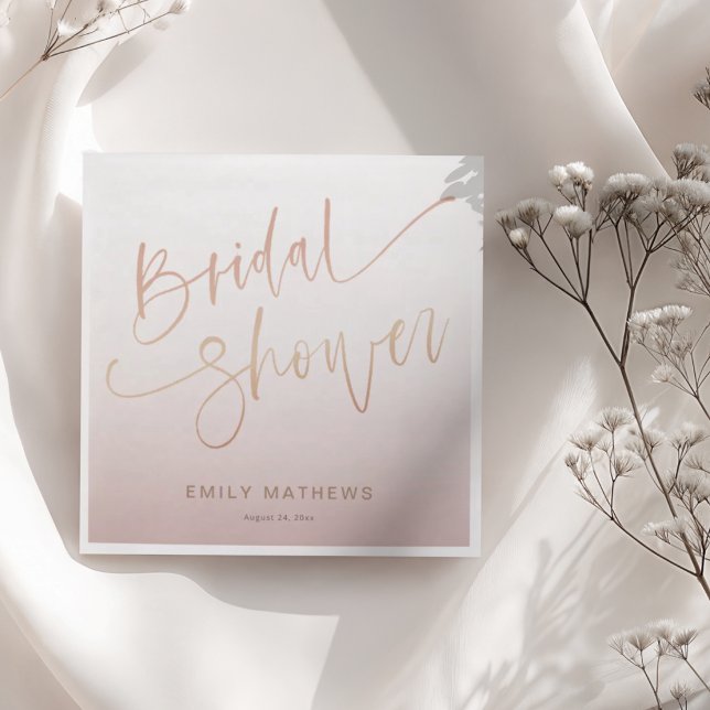Serviette En Papier Modern Rose Gold Gradient Bridal Shower  (Créateur téléchargé)