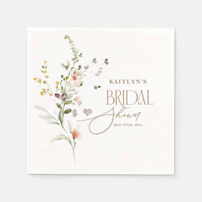 Serviette En Papier Modern Script Boho Flower Garden Bridal Shower (Devant)
