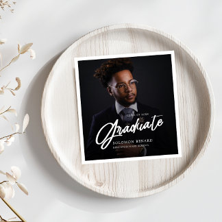 Serviette En Papier Modern Script Graduate Photo Graduation