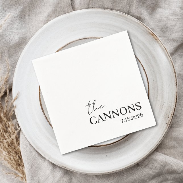 Serviette En Papier Modern Script Wedding Personalized Name Date (Créateur téléchargé)