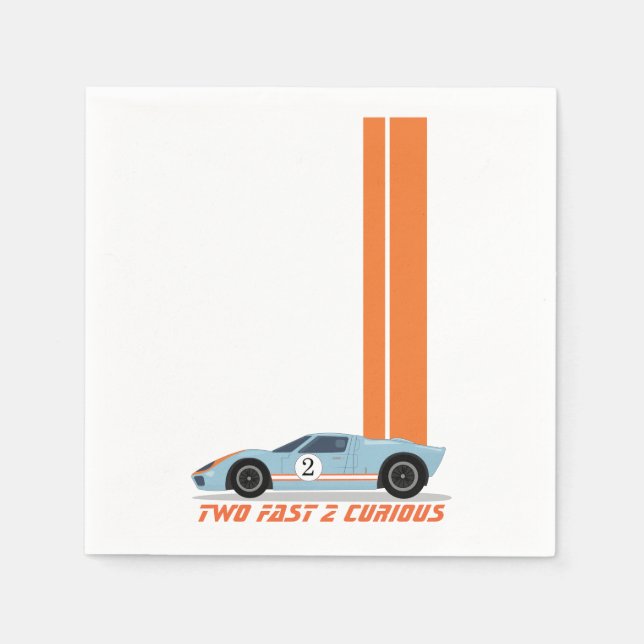 Serviette En Papier Modern Two Fast Race Car Boy 2e anniversaire (Devant)