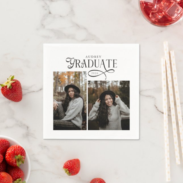 Serviette En Papier Modern Typography Graduate Photo Graduation (En situation)