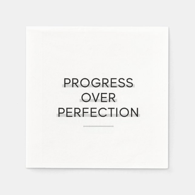Serviette En Papier Modern typography progress over perfection text (Devant)
